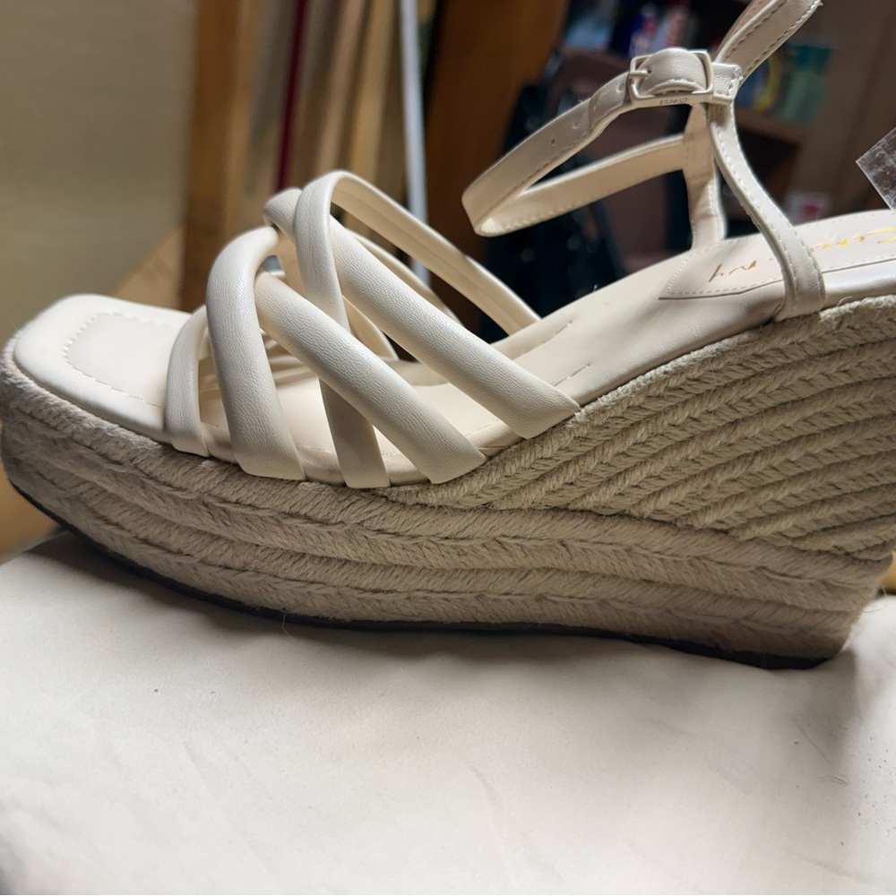 Elegant Cream Wedge Sandals